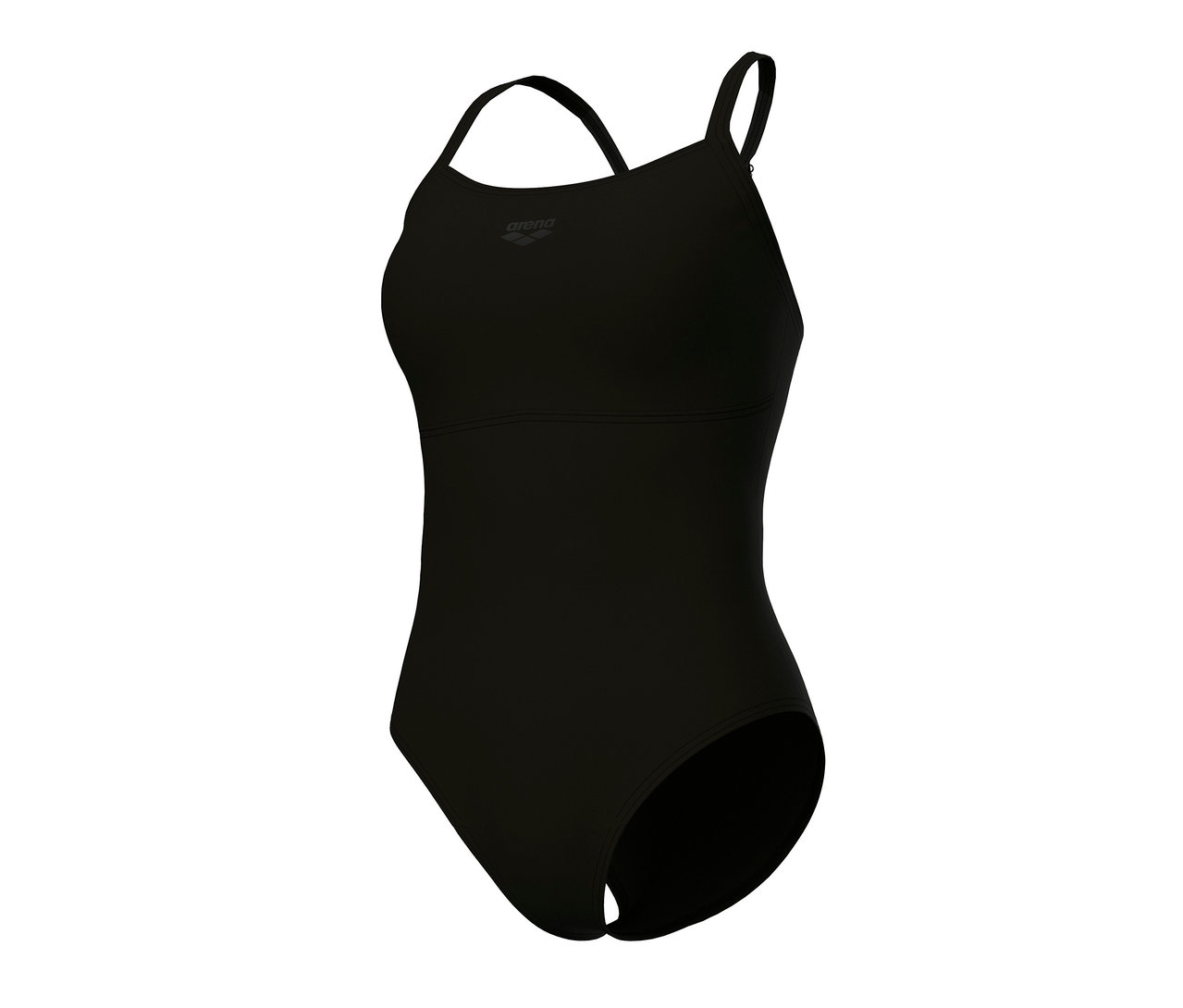 Közelkép az arena Feel márkájú Solid Lightdrop Back Bustier női fürdőruháról, FEKETE-FEKETE.