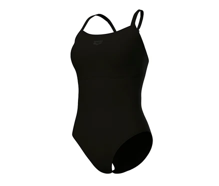 Közelkép az arena Feel márkájú Solid Lightdrop Back Bustier női fürdőruháról, FEKETE-FEKETE.