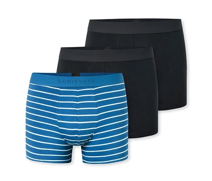 Három SCHIESSER boxeralsó, kék-fehér csíkos és fekete.