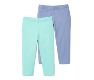 2 lány 3/4-es leggings szettben, türkiz/kék