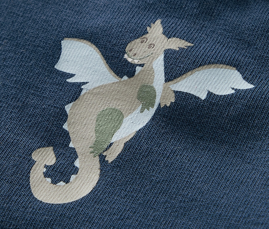 Kék baba body lovag mintával.