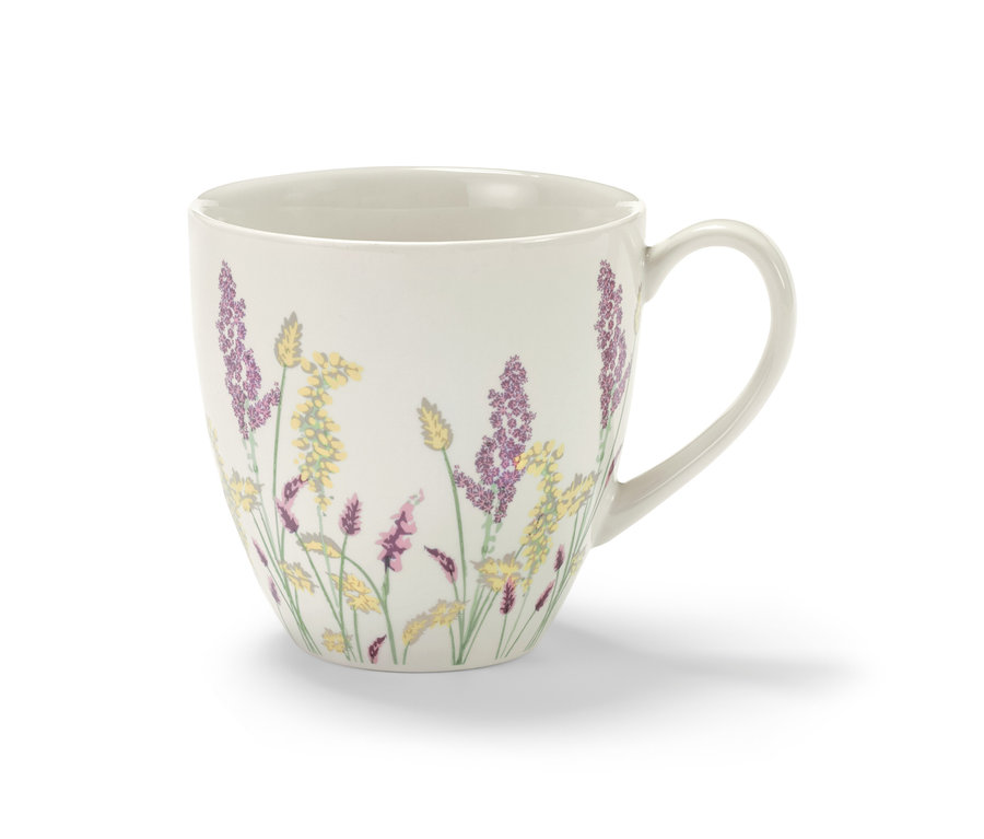 Fehér, virágos porcelán bögre, 400ml.