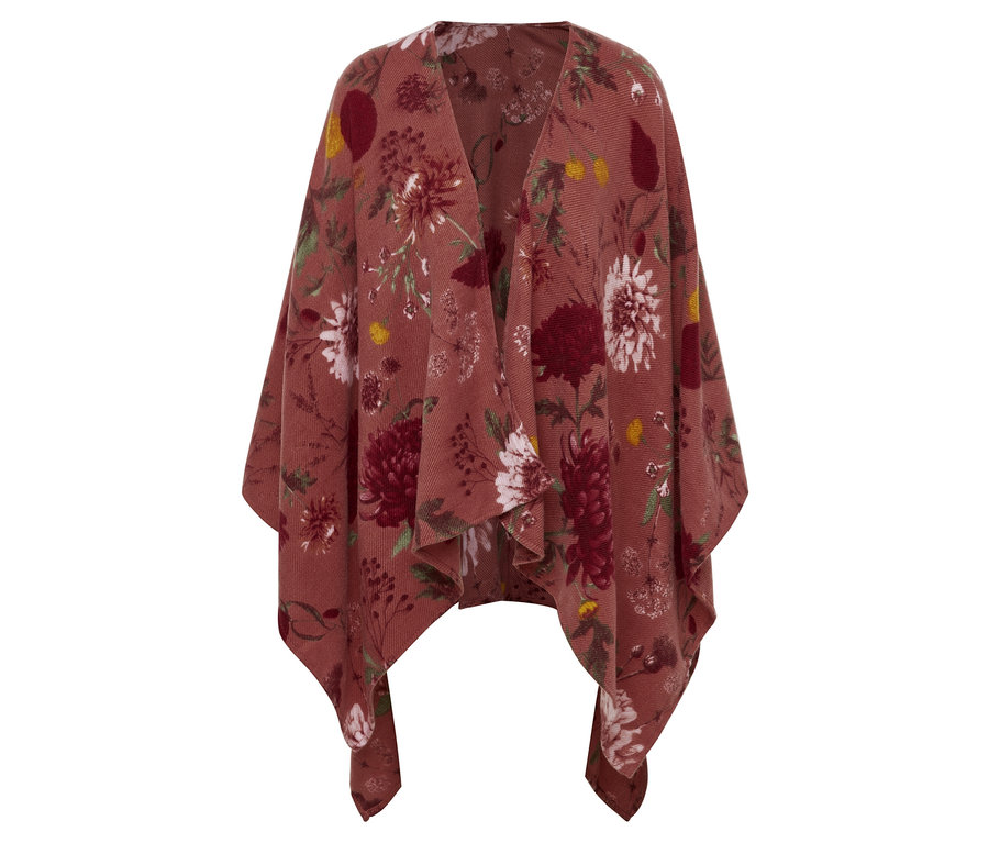 Virágos kendő barna virágmintával.