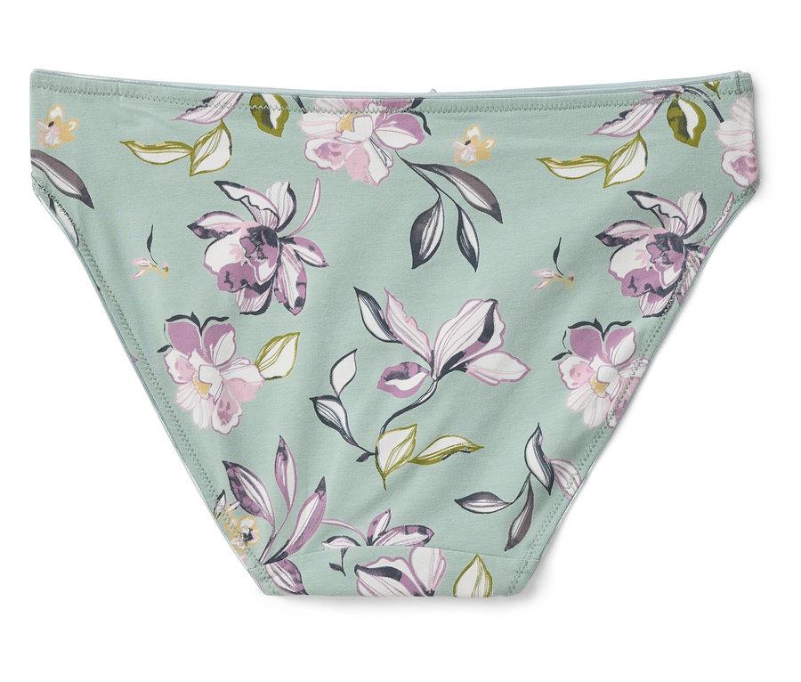 Egy virágmintás alsónadrág világoszöld alapon.