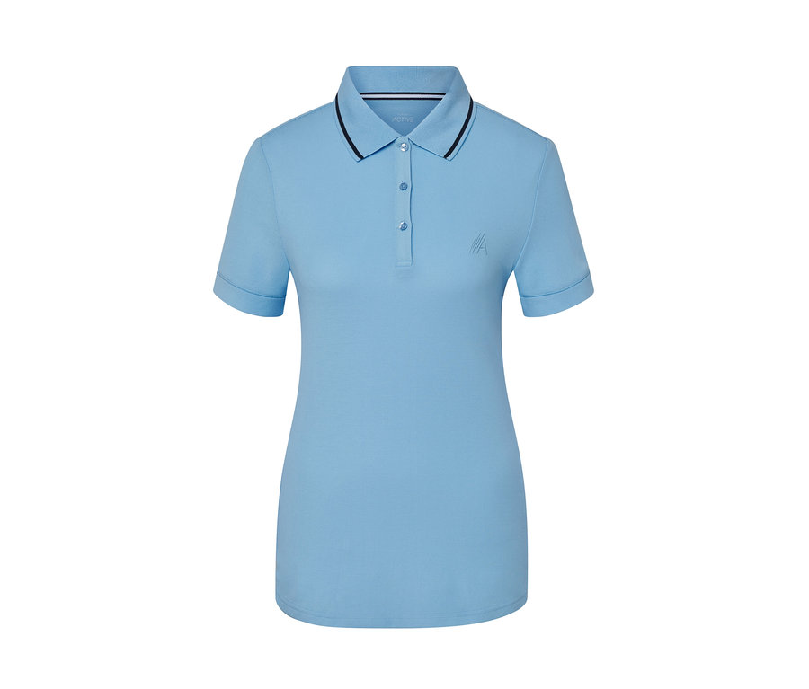 Világoskék, rövid ujjú funkcionális pólóing.