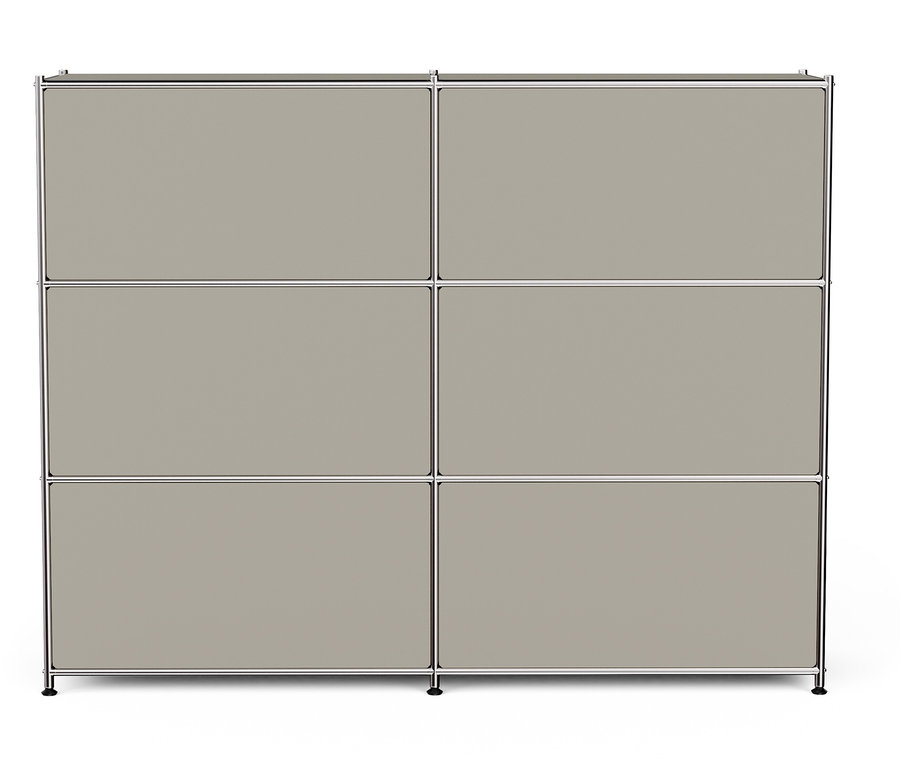 »CN3« fém komód, 6 lenyíló ajtóval, világosszürke