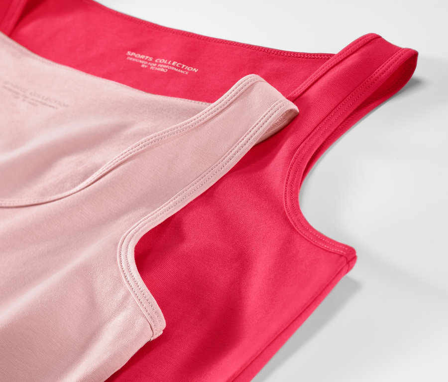 Két női top, egy rózsaszín és egy pink.