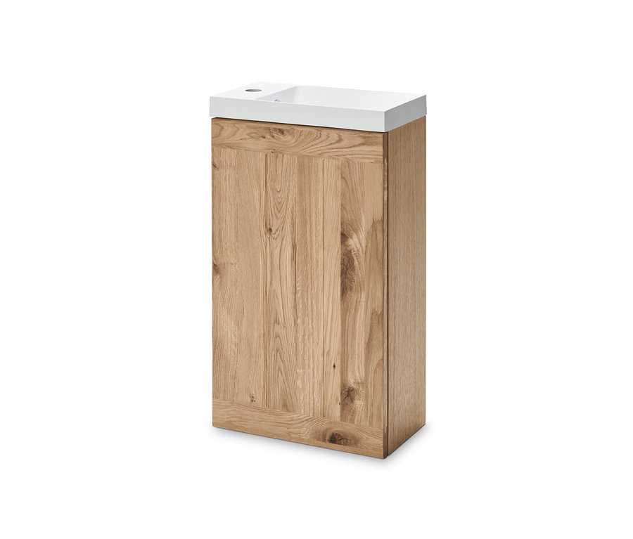 Kis méretű alsó szekrény mosdóval, tölgy.