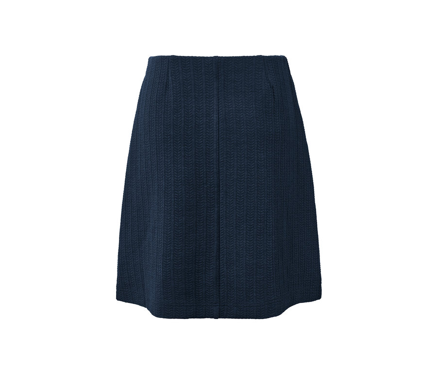 Kék, fonott mintás lezser szoknya.