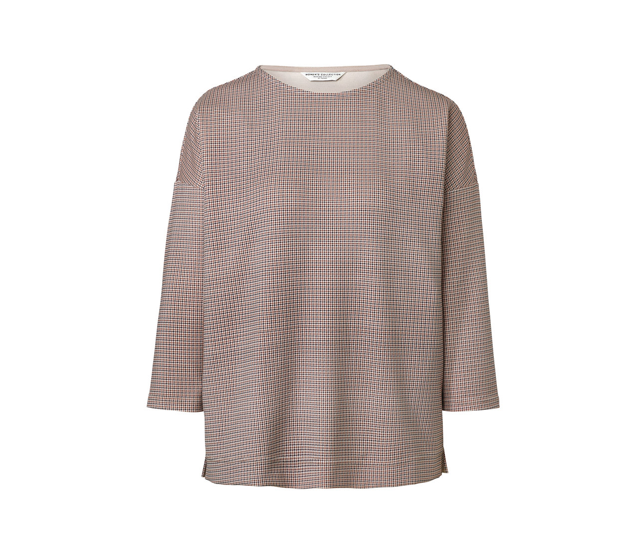 Kockás, hosszú ujjú szabadidőfelső.
