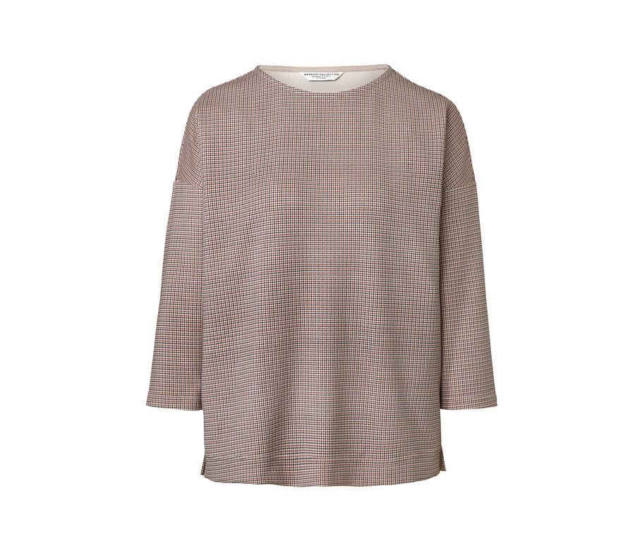 Kockás, hosszú ujjú szabadidőfelső.