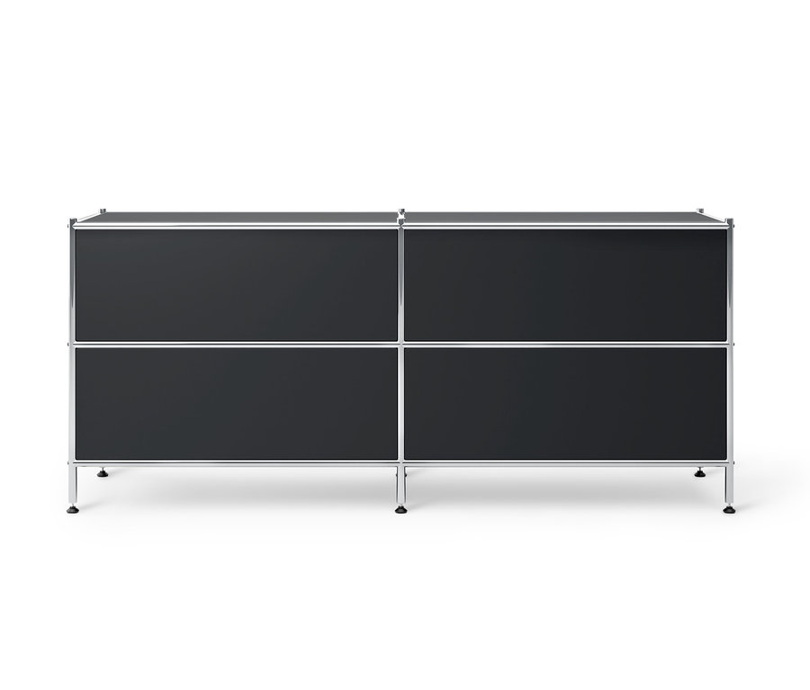 Fekete »CN3« alacsony fém komód 4 fiókkal.