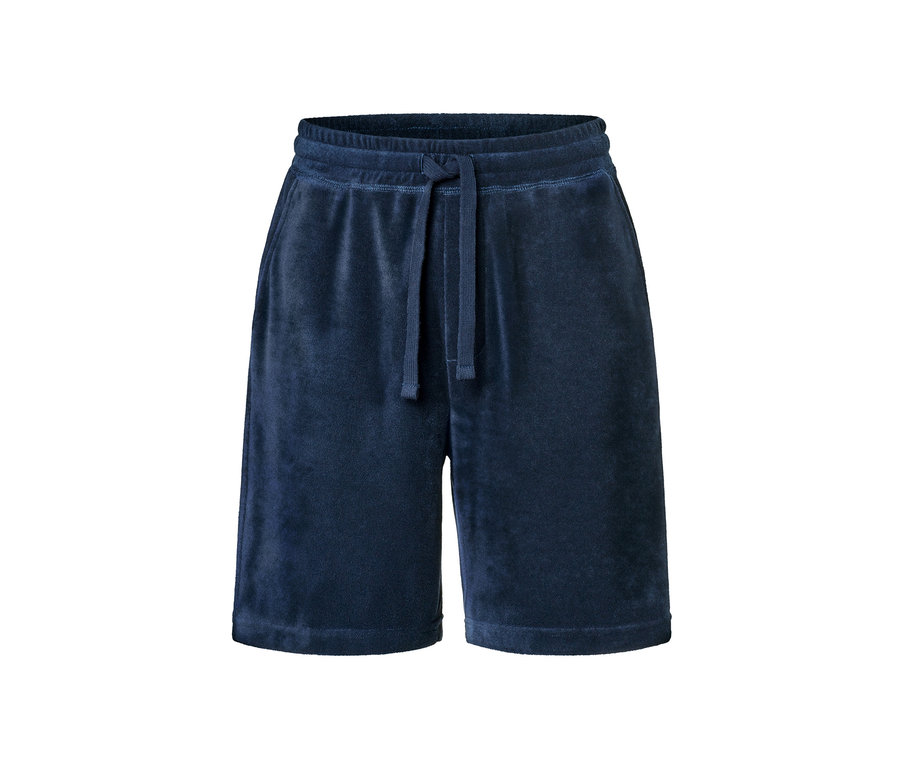 Kék férfi frottír rövidnadrág.