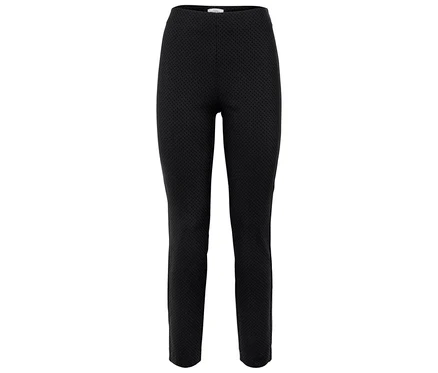 Fekete, texturált leggings fehér háttéren.
