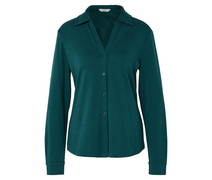 Pólóblúz gomboláspánttal, petrolkék