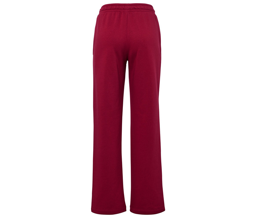 Bordó, bő szárú jogging alsó, hátulnézet.