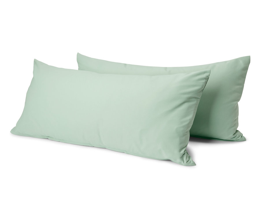 Két zöld mikroszálas párnahuzat, kb. 80 x 40 cm.