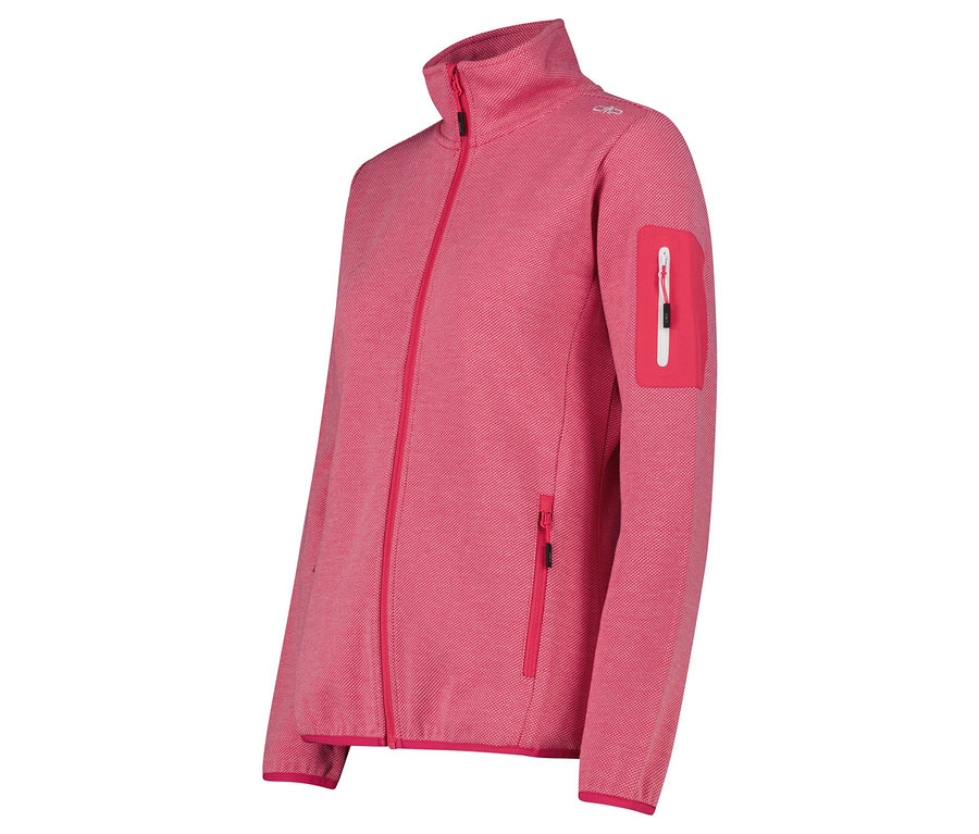 Rózsaszín, cipzáras, polár pulóver, zsebekkel.