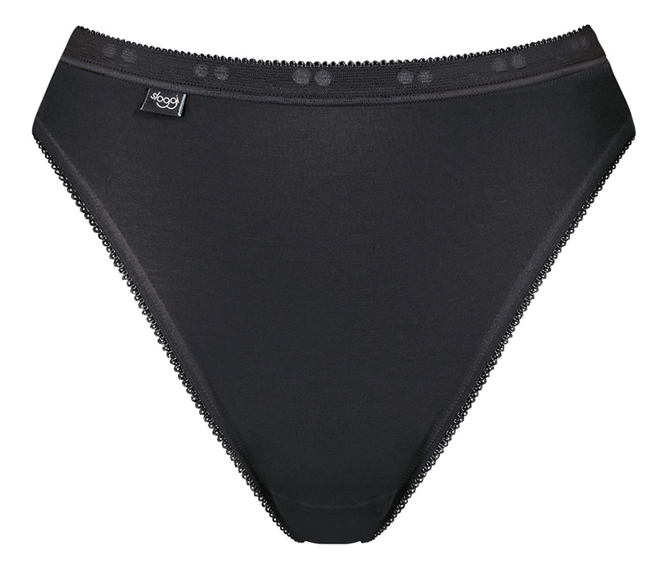 Fekete bugyi csipkés szegéllyel.