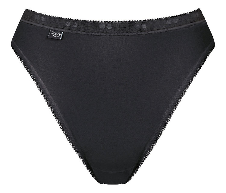 Fekete bugyi csipkés szegéllyel.