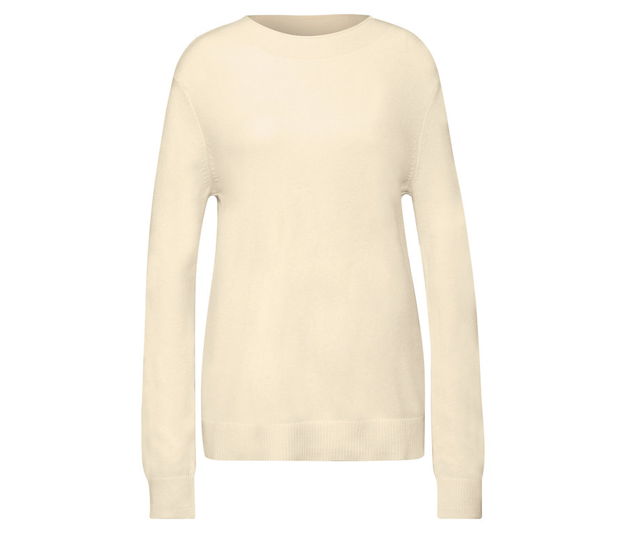 Bézs színű Street One kötött pulóver eldolgozatlan szegéllyel.