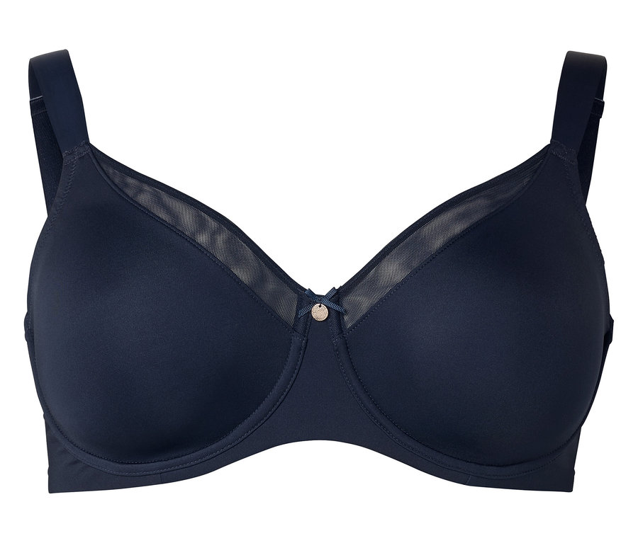 Tengerészkék merevítős melltartó hálós részletekkel.