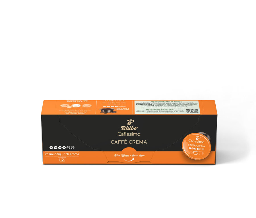 Egy csomag Cafissimo Caffè Crema kávékapszula.
