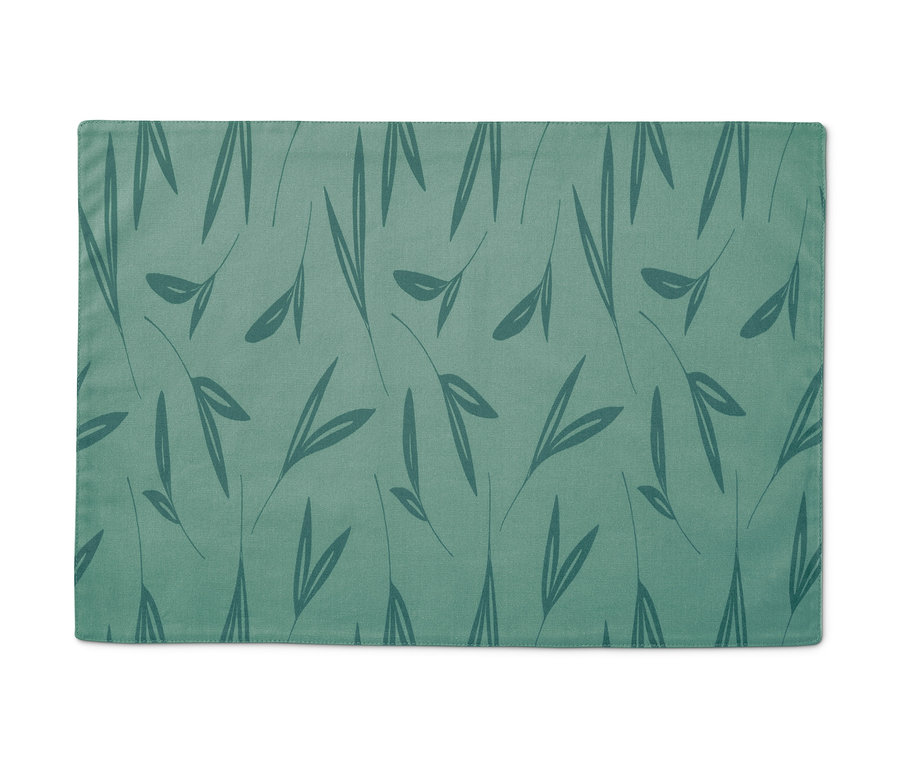 Zöld tányéralátét levélmintával, 4 db-os szett