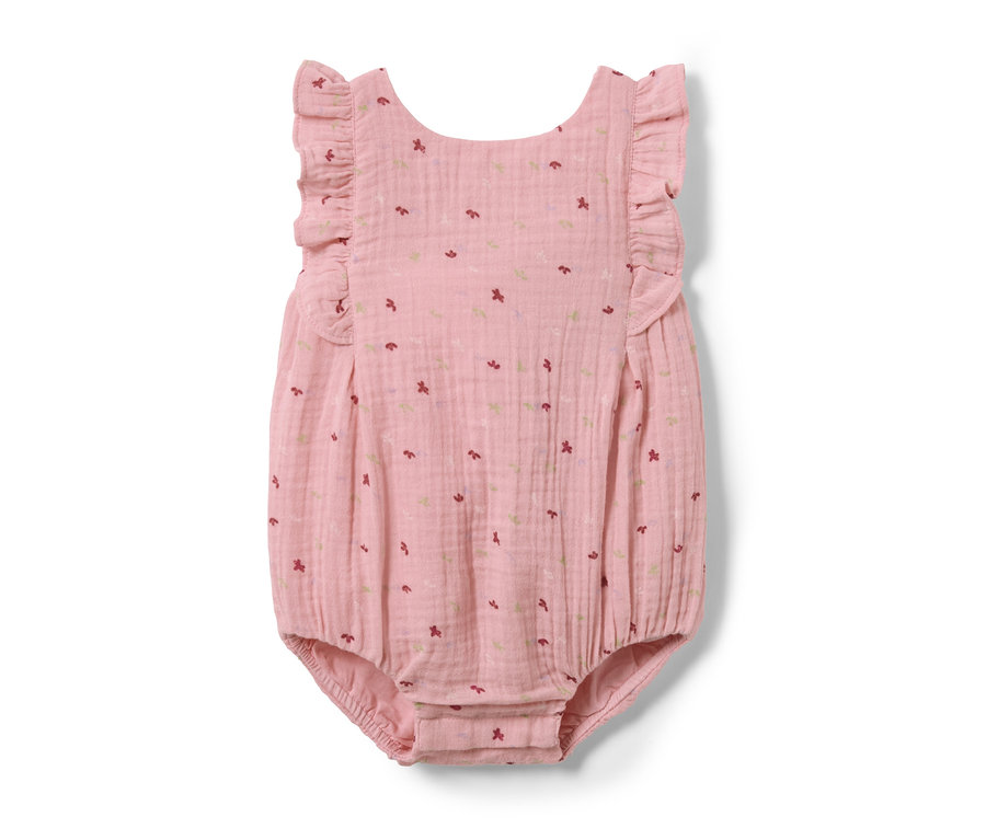 Rózsaszín, mintás kislány muszlin napozó.