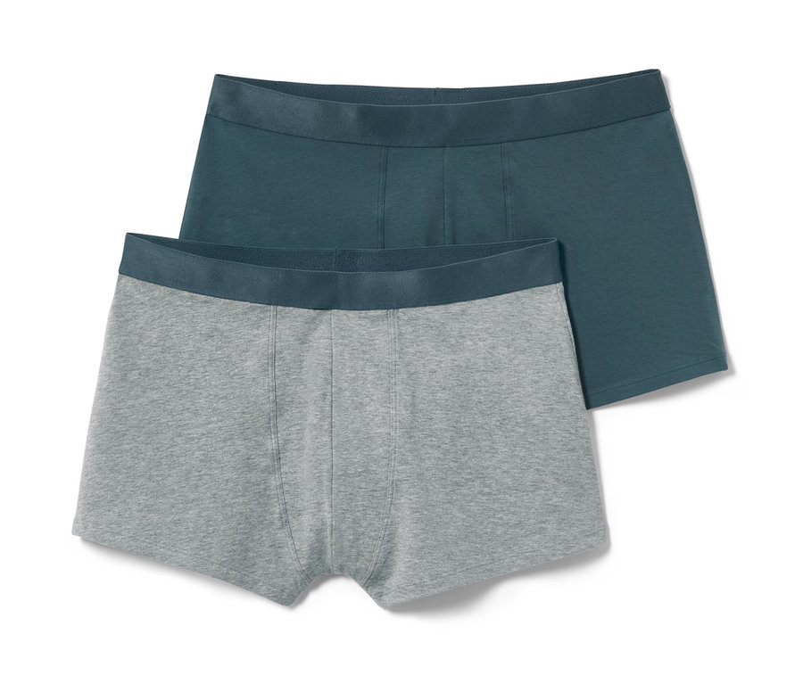 Két boxeralsó, egy szürke és egy kékeszöld.