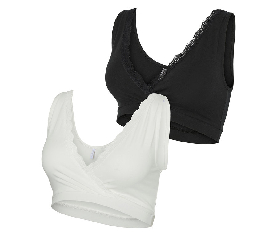 Két darab MAMALICIOUS »MLHELENA« 2 darabos kismamamelltartó, egy fehér és egy fekete, mindkettő csipkés.