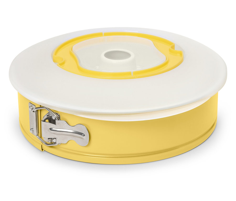 Sárga tortaforma fedővel