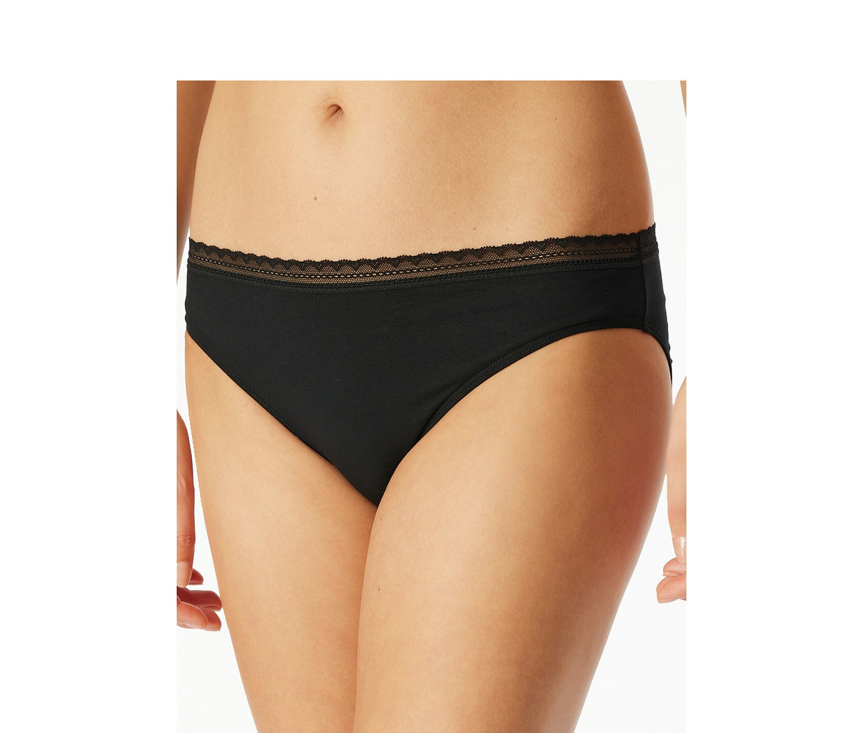 Fekete SCHIESSER Rio alsót viselő személy, fekete csipkeszegéllyel a derékrészen.