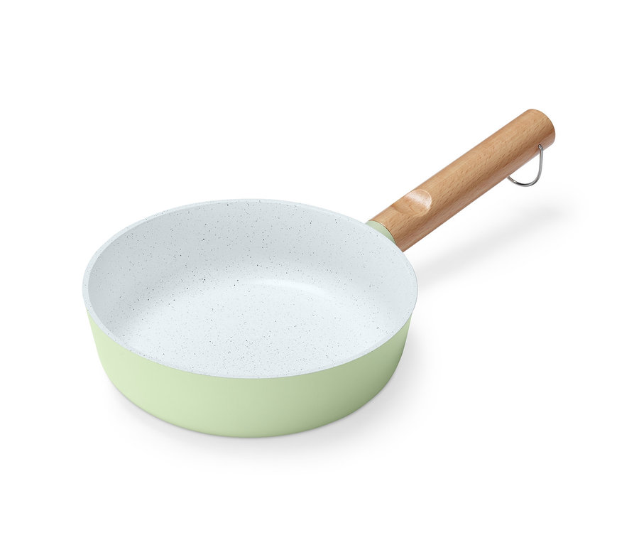 Kiváló minőségű kerámiabevonatú alumínium serpenyő, kb. 20 cm.
