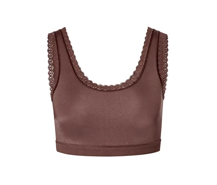 Gesztenyebarna csipkés bustier melltartó.