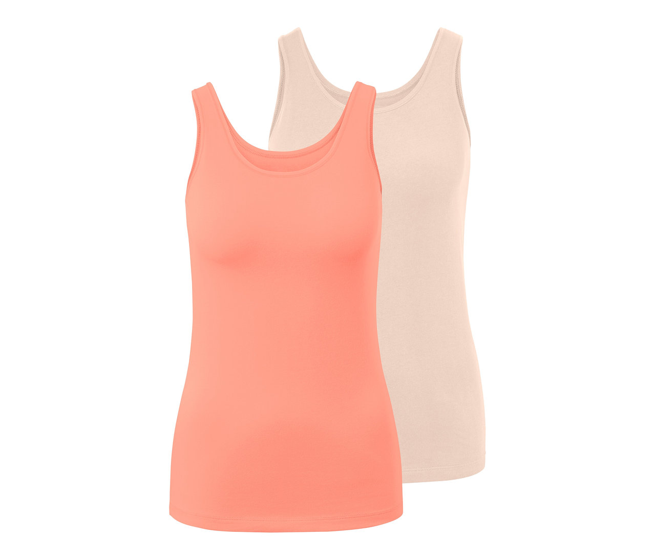 Két női trikó: egy korall és egy krémszínű.