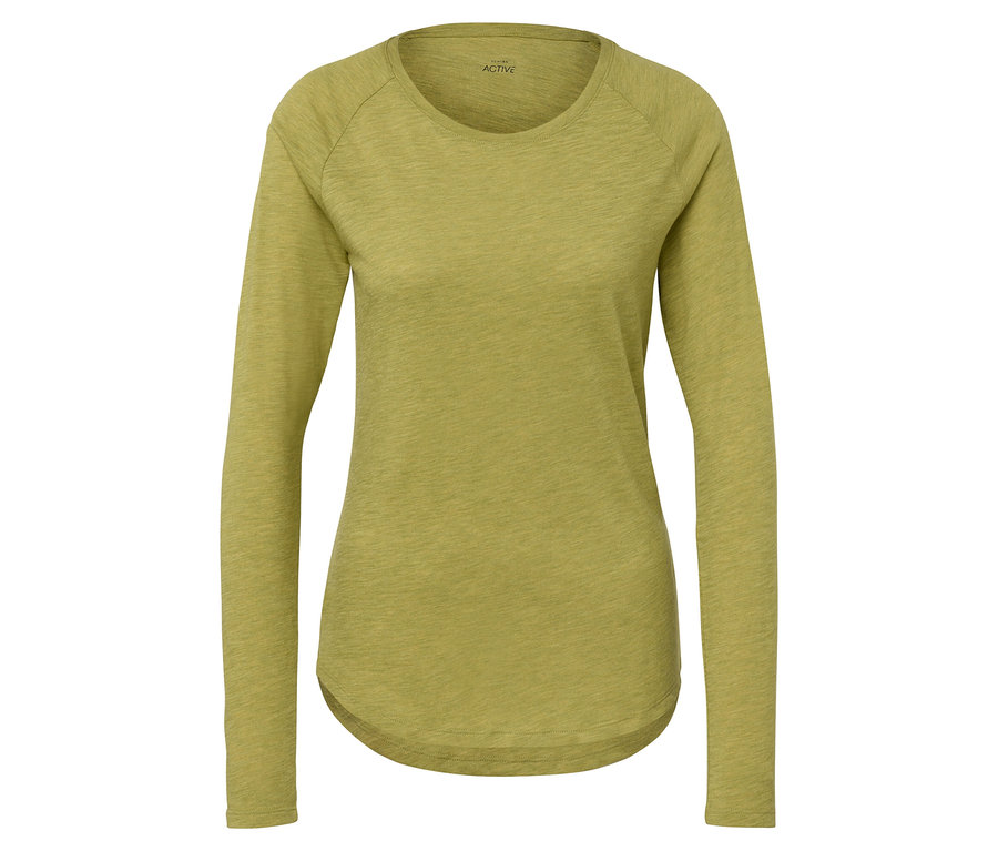 Hosszú ujjú, sárga funkcionális outdoor felső.