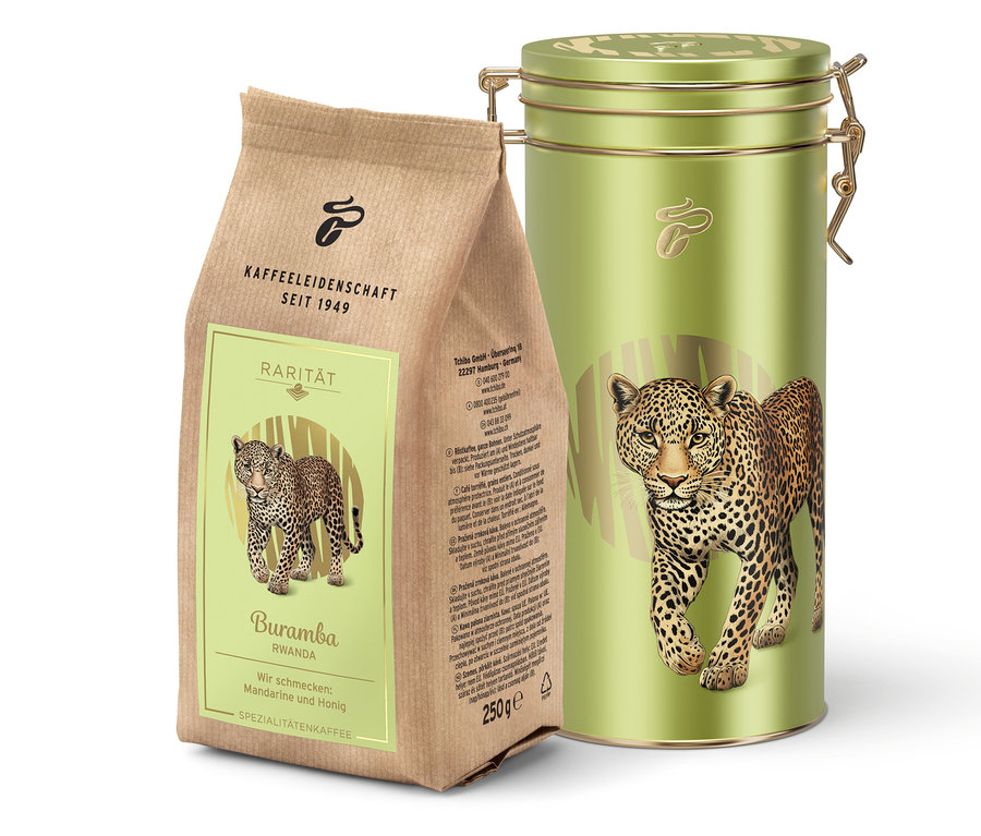 Rarität »Buramba Rwanda« kávékülönlegesség kávétartó dobozzal