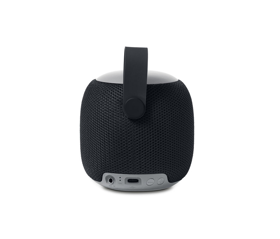 Egy fekete, S méretű Bluetooth® hangszóró fehér háttérrel.
