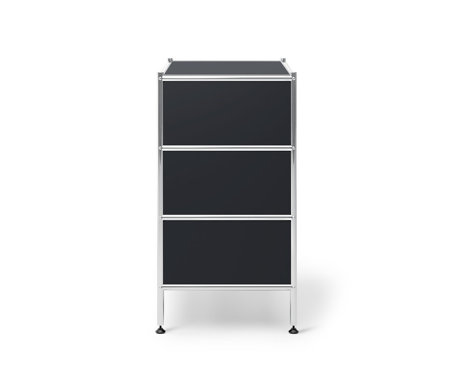 Fekete »CN3« fém komód 3 fiókkal.