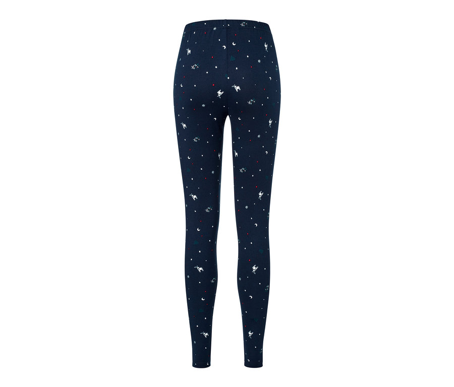 Sötétkék, mintás női leggings.