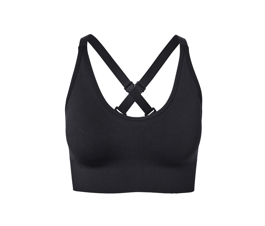Fekete varrásmentes sportmelltartó.