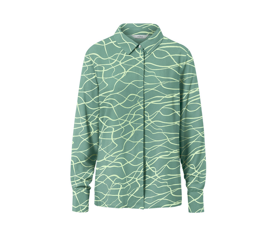 Zöld, nyomott mintás blúz.