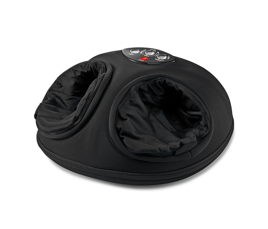 Fekete Medisana relaxációs lábmasszírozó készülék két lábnyílással.