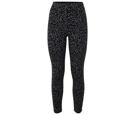 Fekete leggings szürke állatmintával.