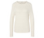 Krémszínű, hosszú ujjú pulóver.