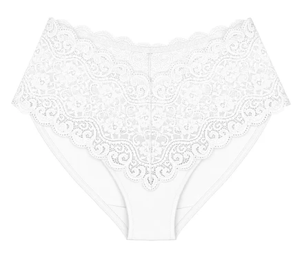 Fehér Triumph Amourette Maxi alsó széles, virágmintás csipkével.