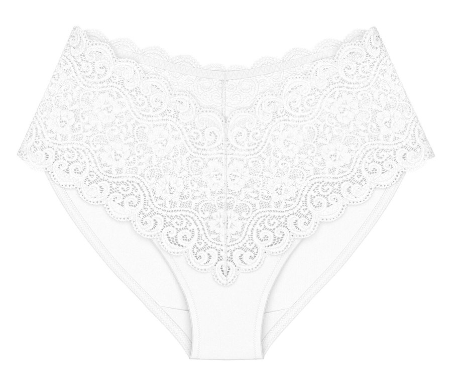 Fehér Triumph Amourette Maxi alsó széles, virágmintás csipkével.