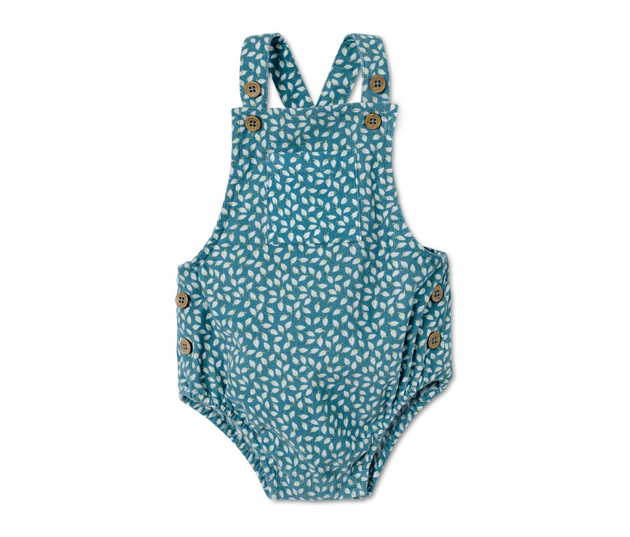 Kék, leveles mintás kordbársony napozó barna gombokkal.