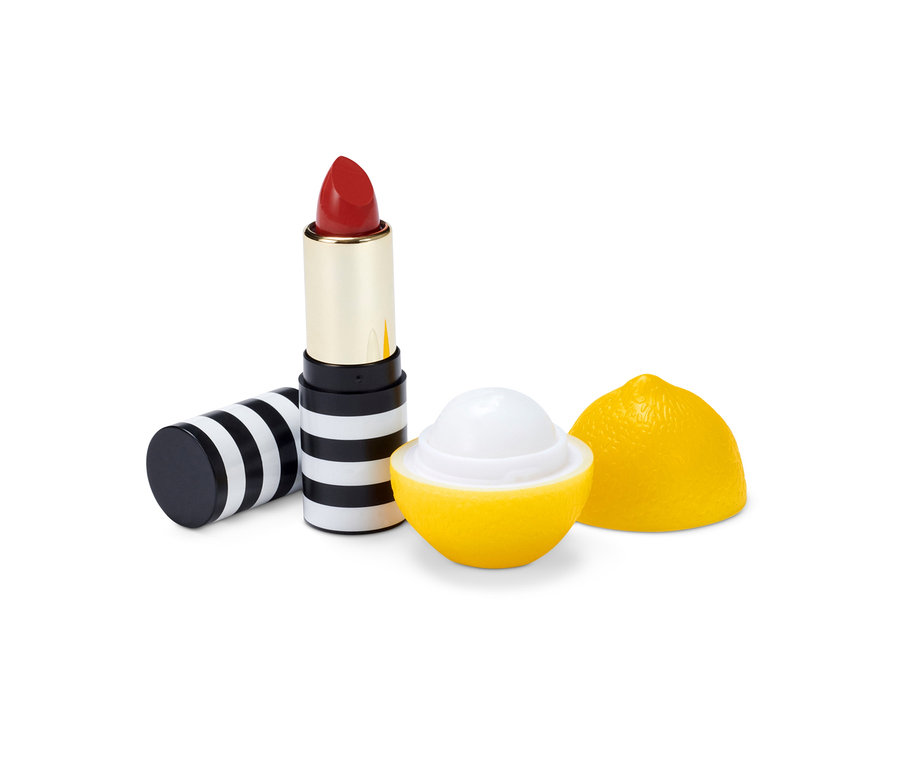 Ajakápoló készlet, citromos, piros rúzzsal és citromos ajakbalzsammal.